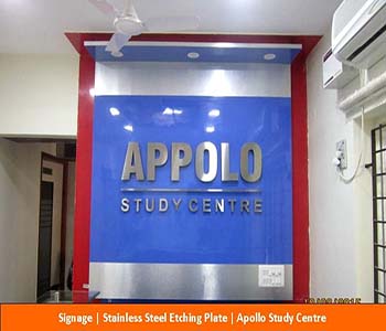 Signage, Stainless Steel Etching plate, Apollo study centre